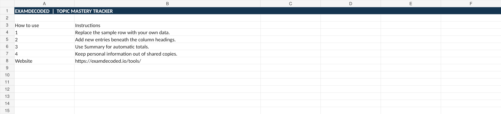 Preview of the Topic Mastery Tracker workbook